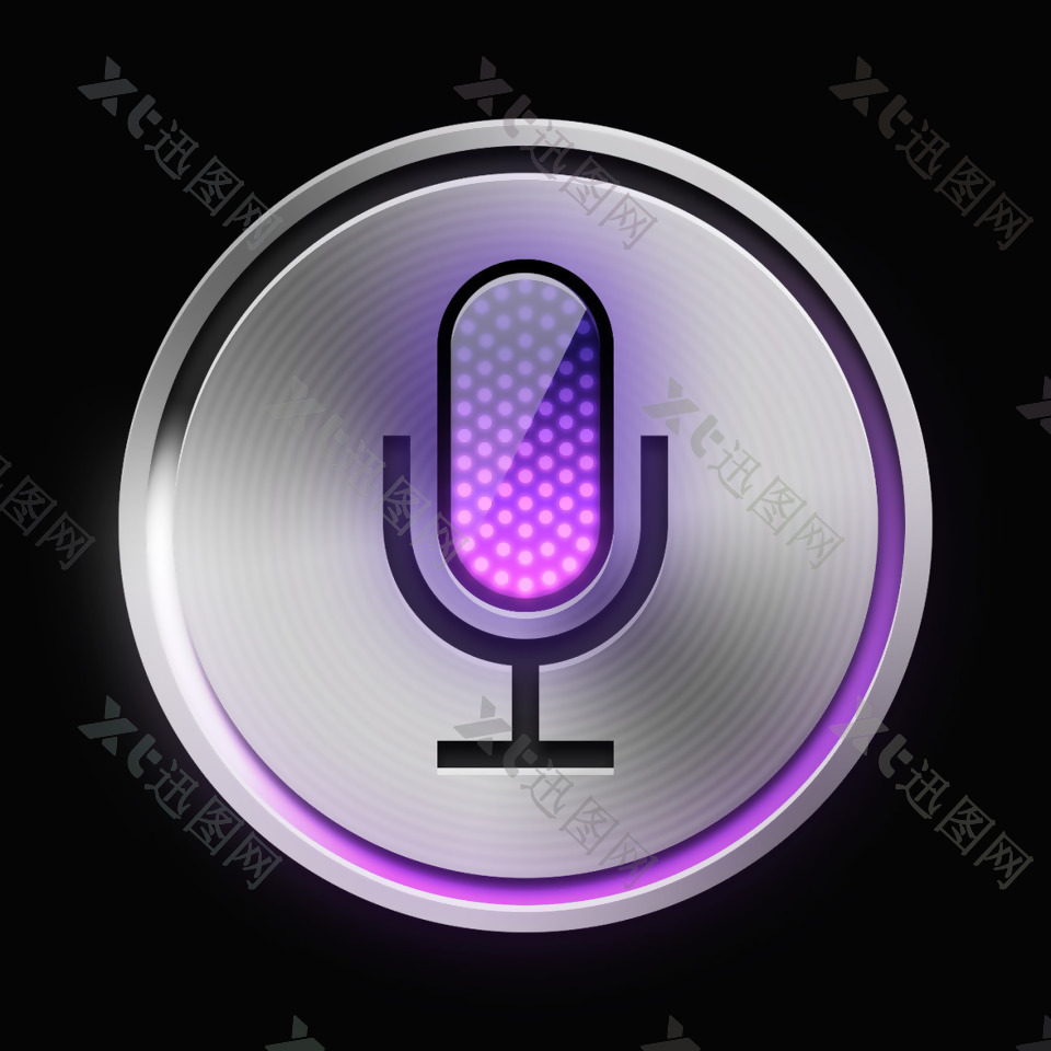 紫色的网页UI拉斯话筒金属质感图标