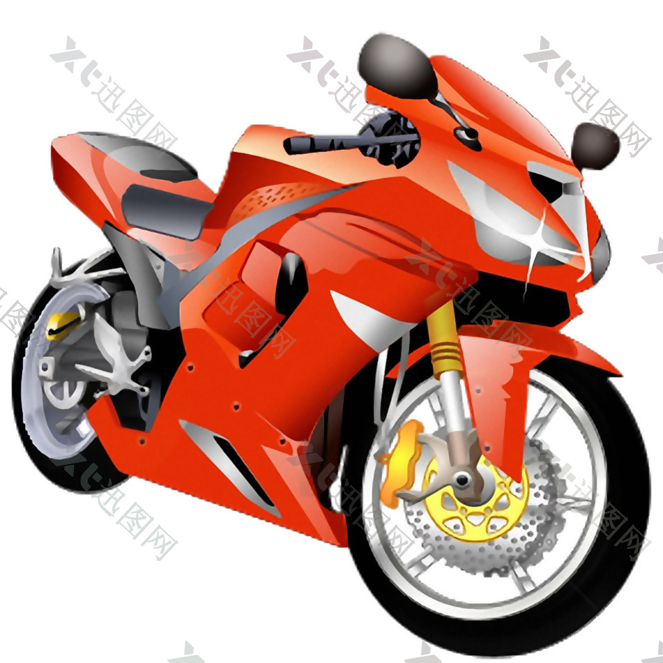 手绘红色摩托赛车免抠png透明素材