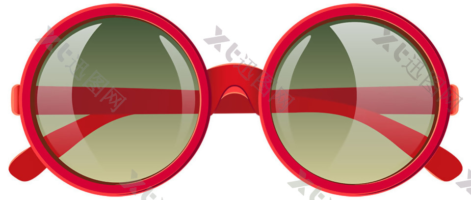 红色镜框墨镜免抠png透明素材