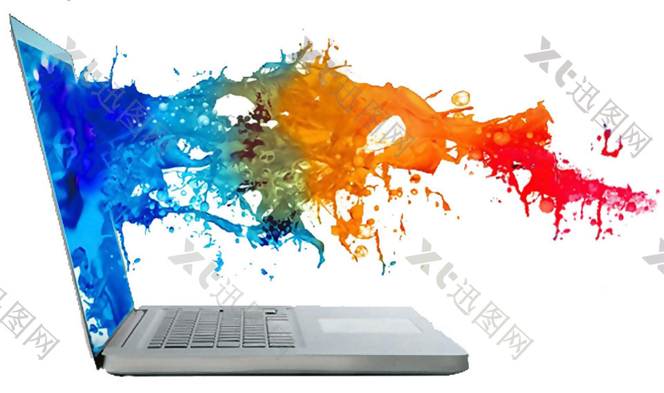 笔记本电脑彩色颜料图免抠png透明素材
