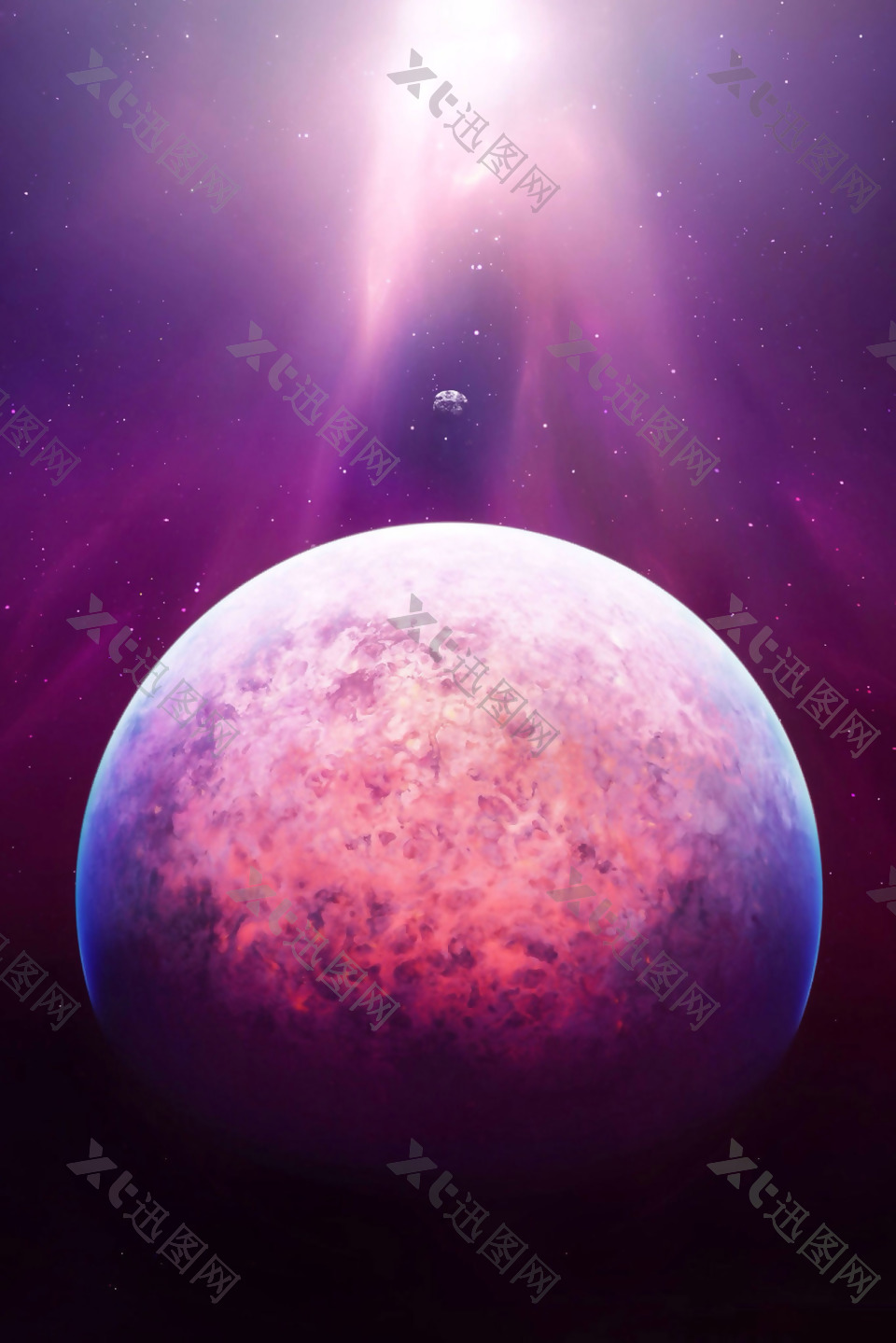 紫色发光星球唯美星空背景