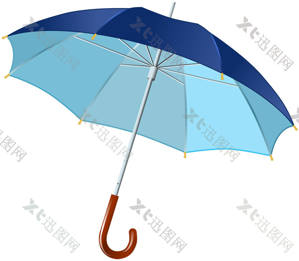 蓝色调太阳伞免抠png透明素材
