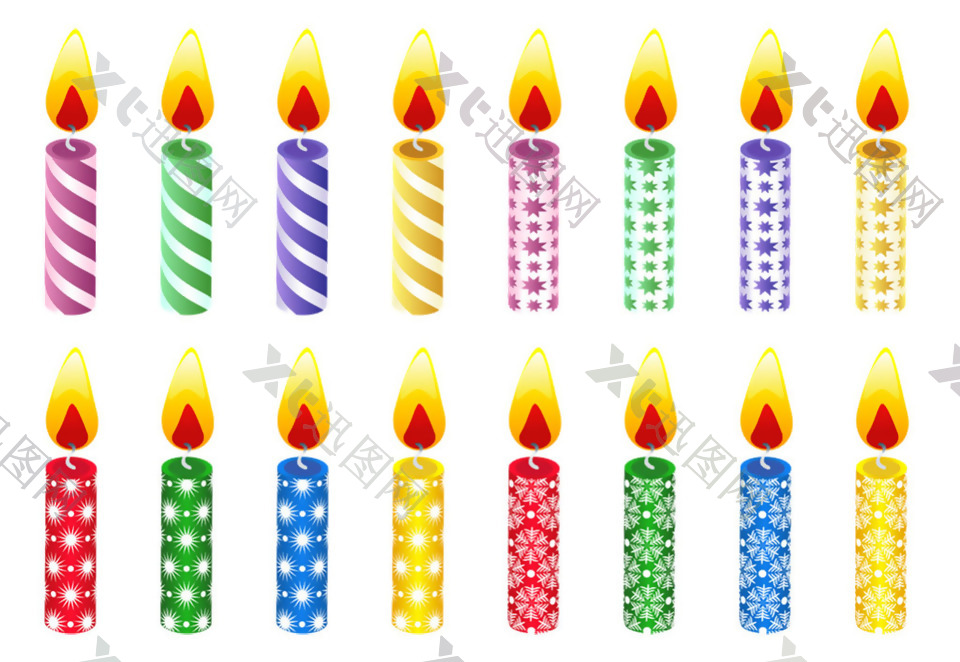 各种彩色生日蜡烛免抠png透明素材