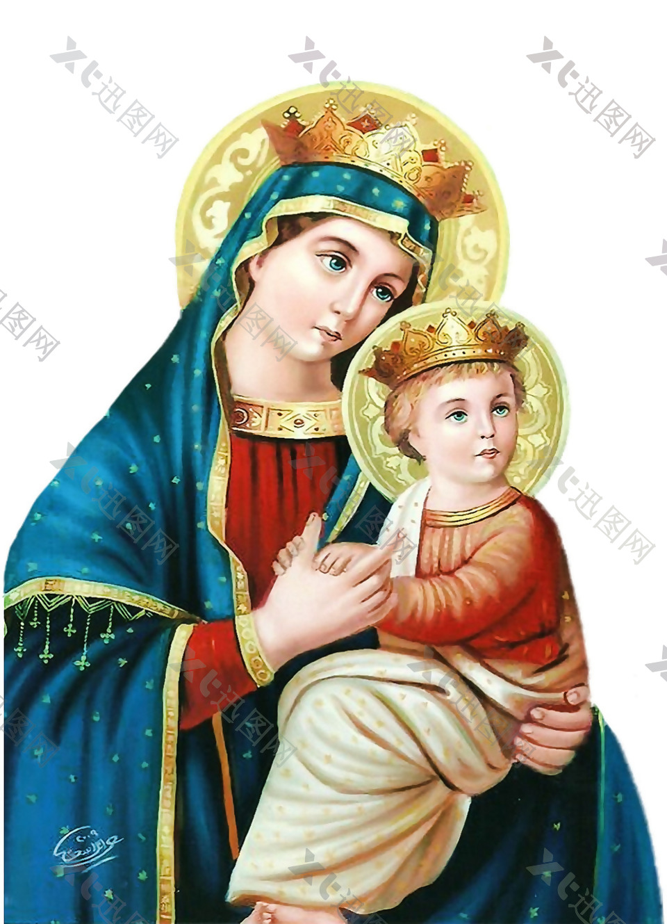 圣母抱着耶稣像免抠png透明素材