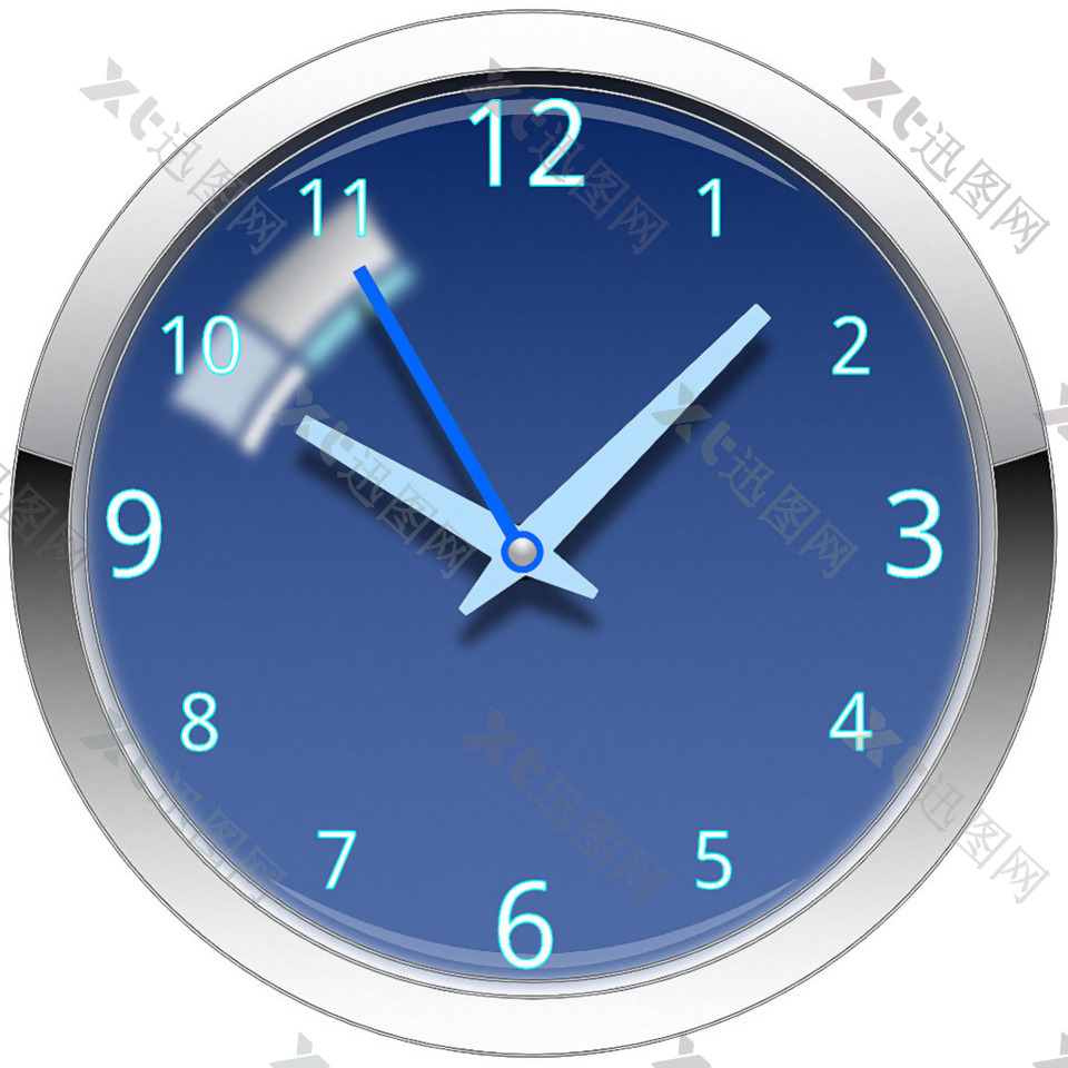 蓝色圆形时钟免抠png透明素材