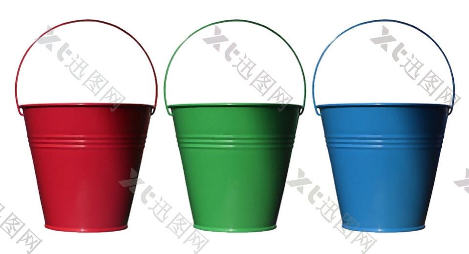 三个颜色水桶免抠png透明素材