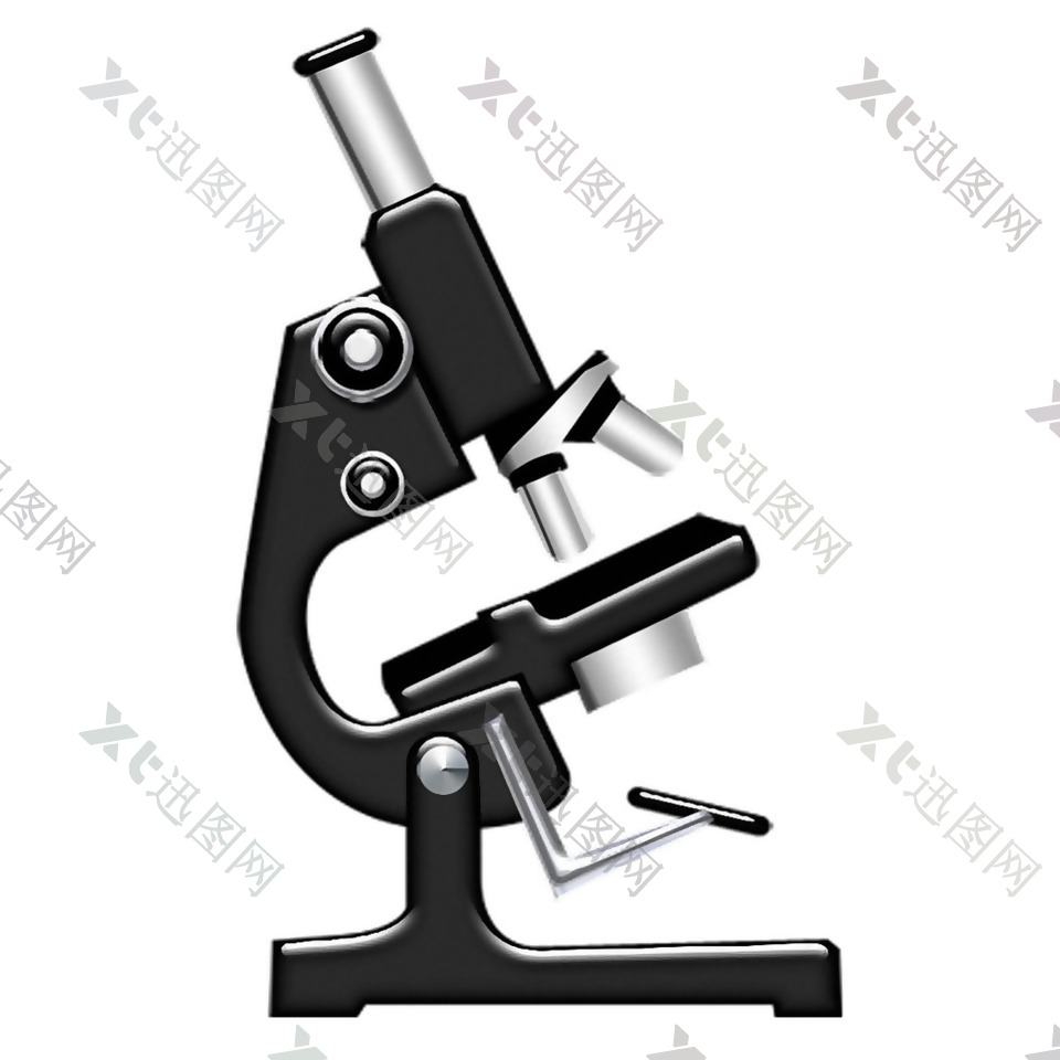 黑色显微镜侧面免抠png透明素材