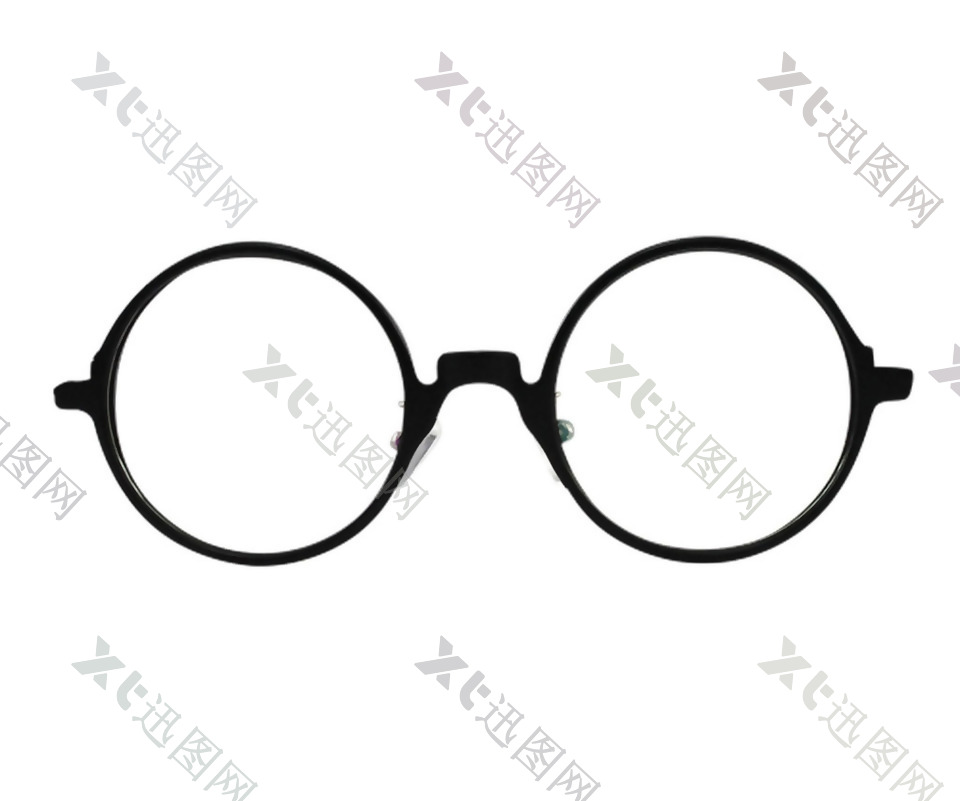 圆形黑框眼镜图片免抠png透明素材