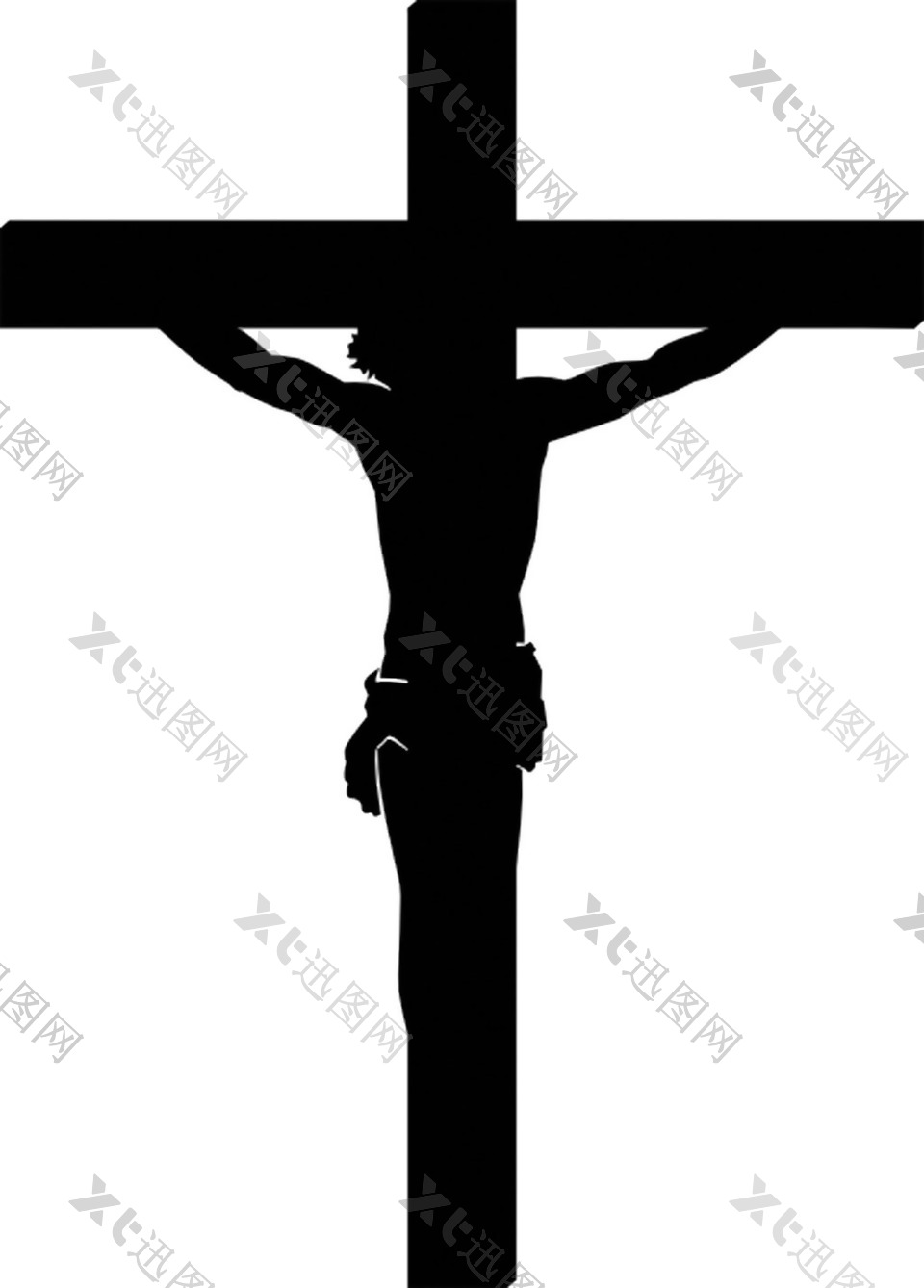 耶稣十字架剪影免抠png透明素材