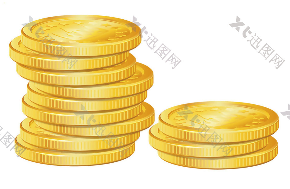 叠放的金色硬币免抠png透明素材