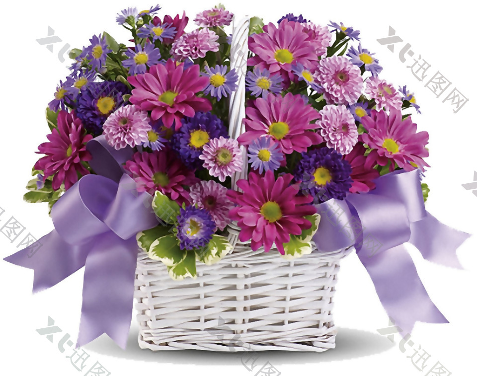 紫色漂亮花篮免抠png透明素材