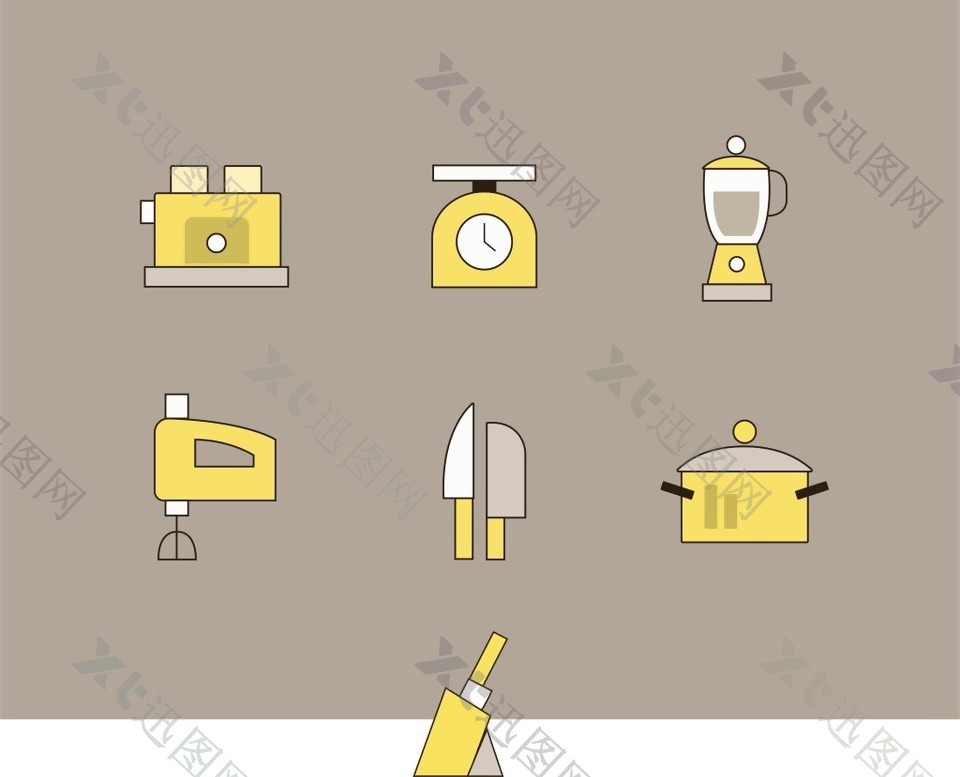 网页UI黄色厨房用具icon图标素材