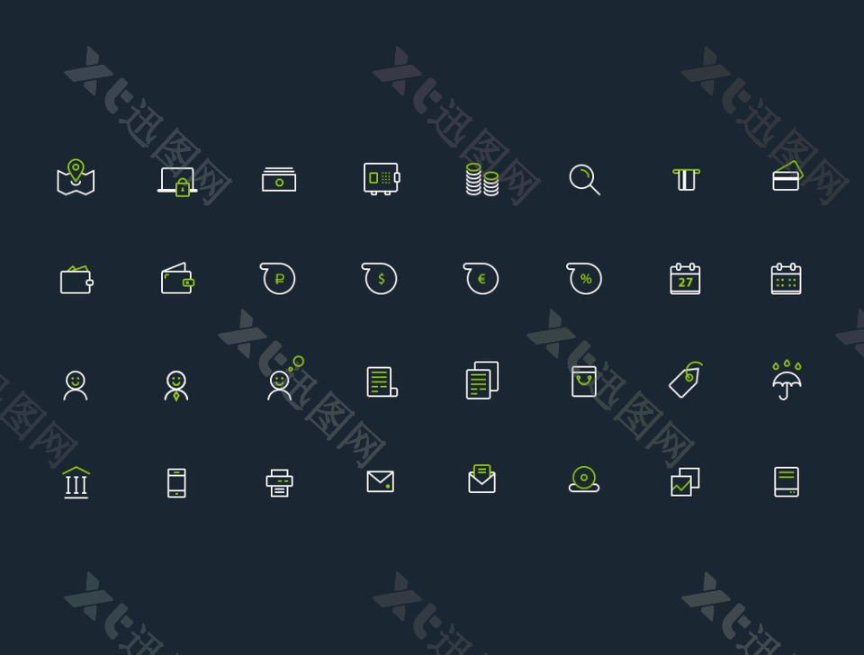 网页UI细线条icon图标素材