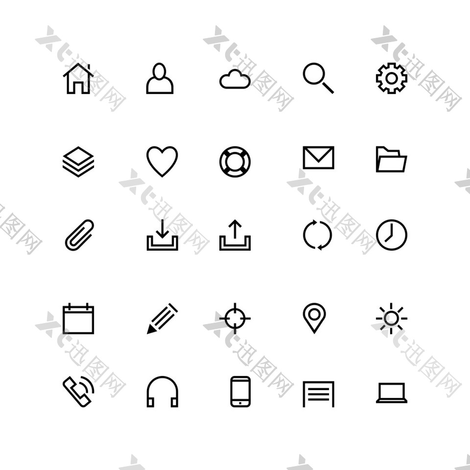 25个线性矢量icon图标设计