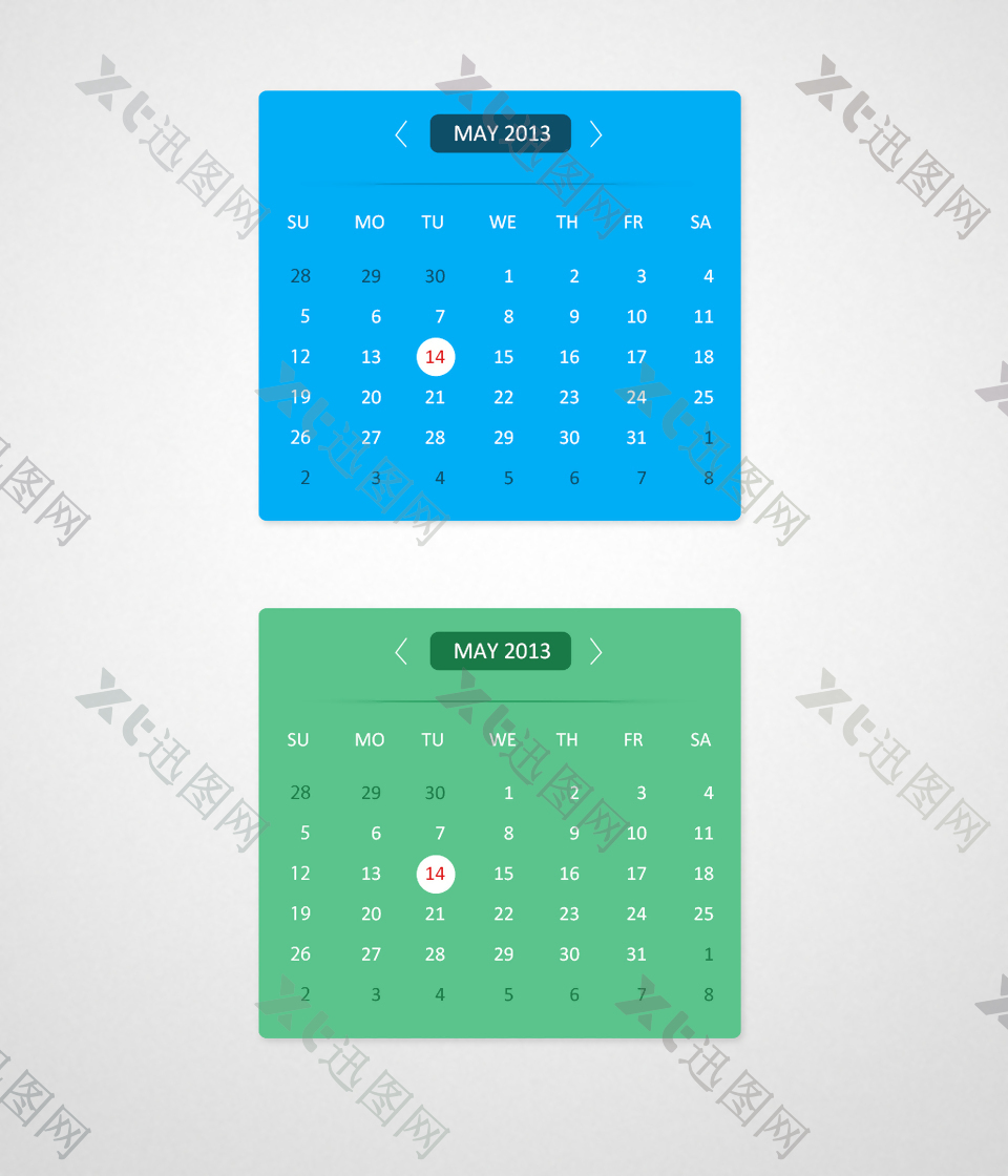 网页UI两款日历挂件设计素材
