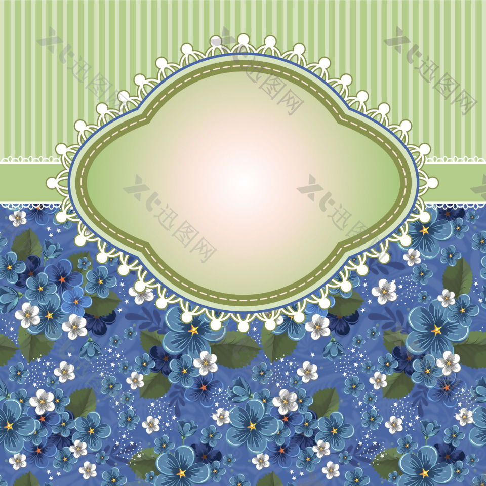 复古花卉条纹矢量装饰图案背景素材