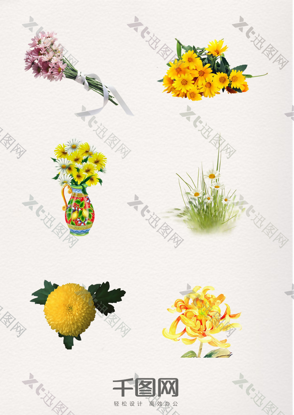 中国重阳节手绘菊花装饰元素