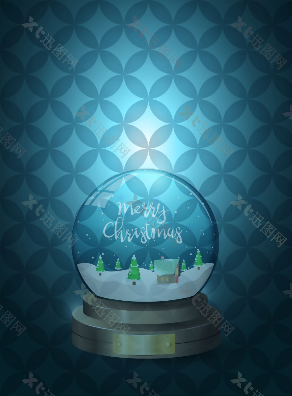 欧式圣诞节雪花玻璃球矢量背景素材