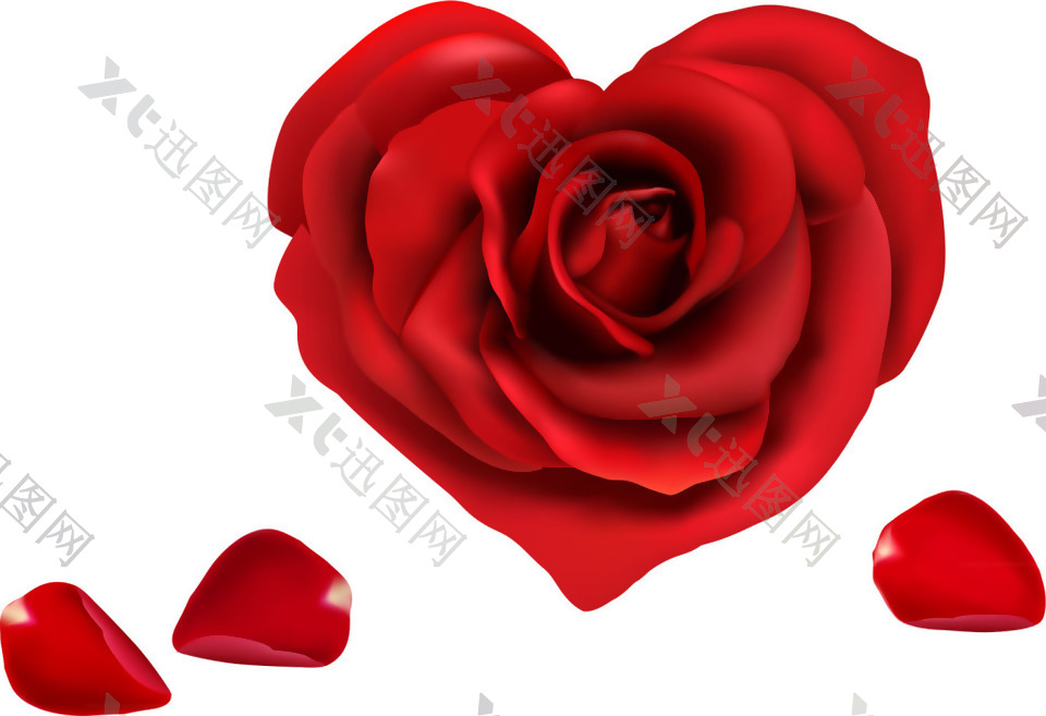 浪漫红色玫瑰元素