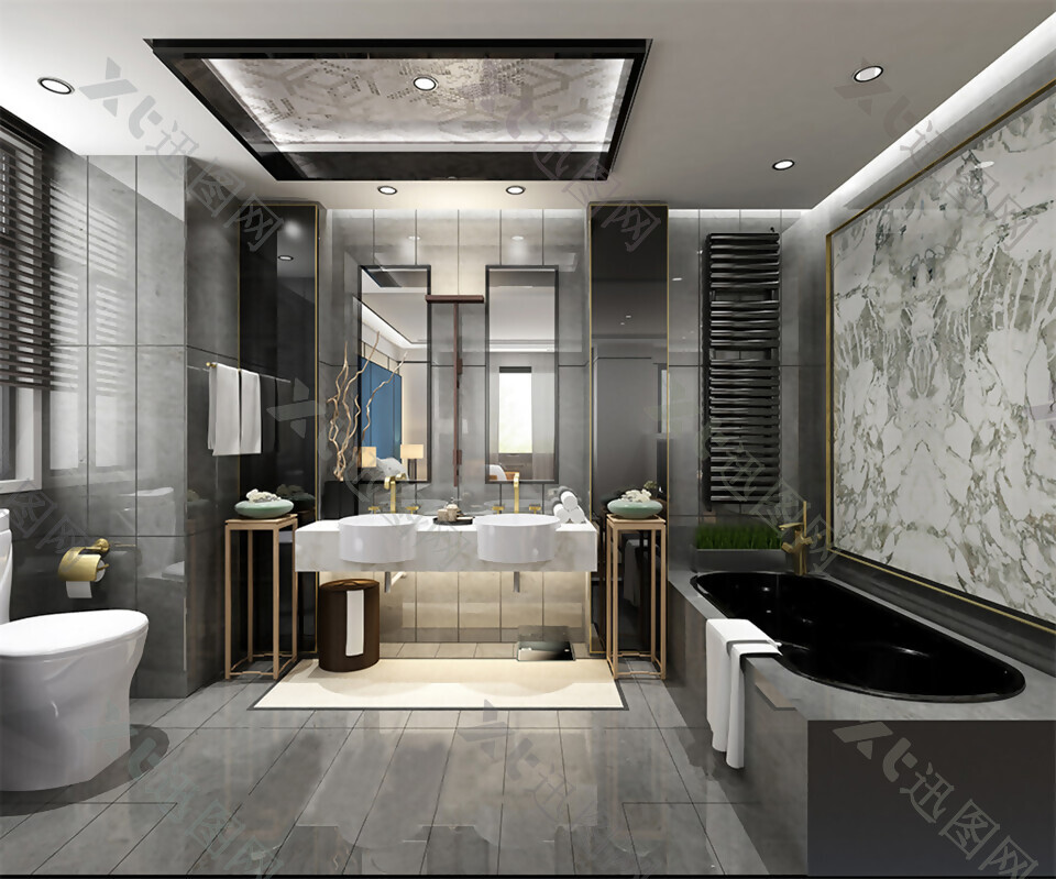 北欧工业风格浴室装修效果图