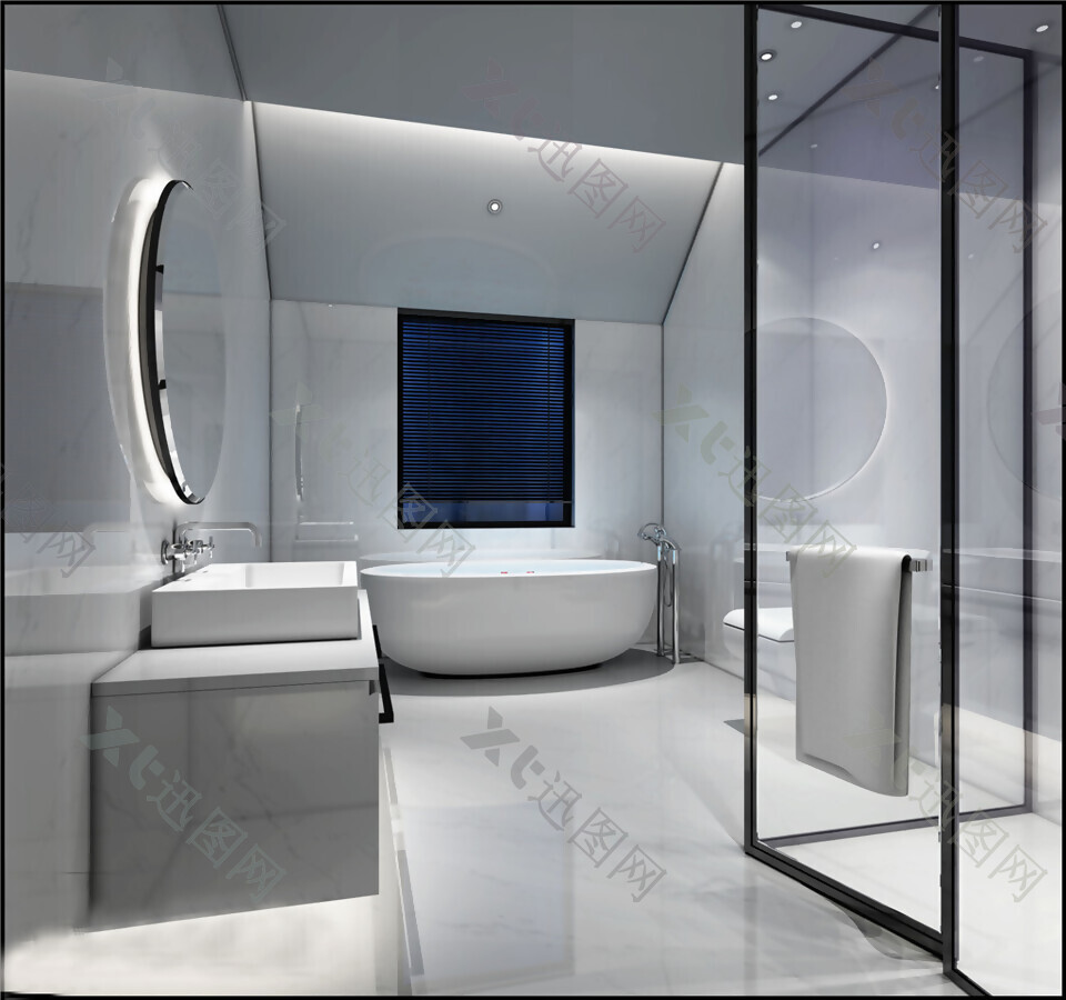 白色瓷砖浴室简约效果图