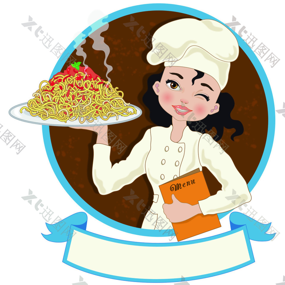 美女厨师卡通矢量素材