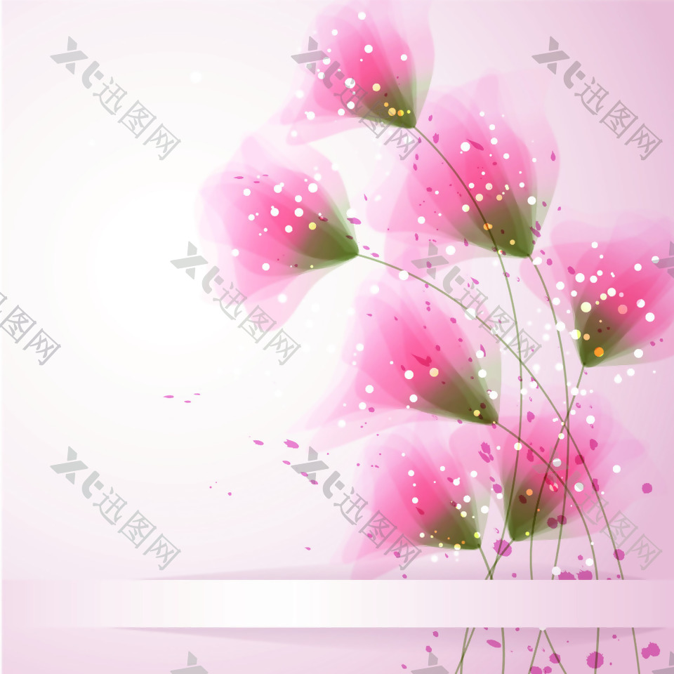 粉色清新花卉卡通矢量素材