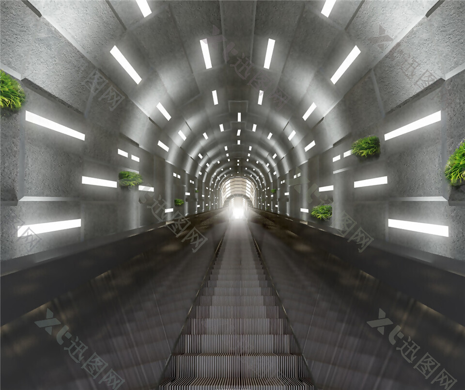 科技时光感电梯隧道装修效果图