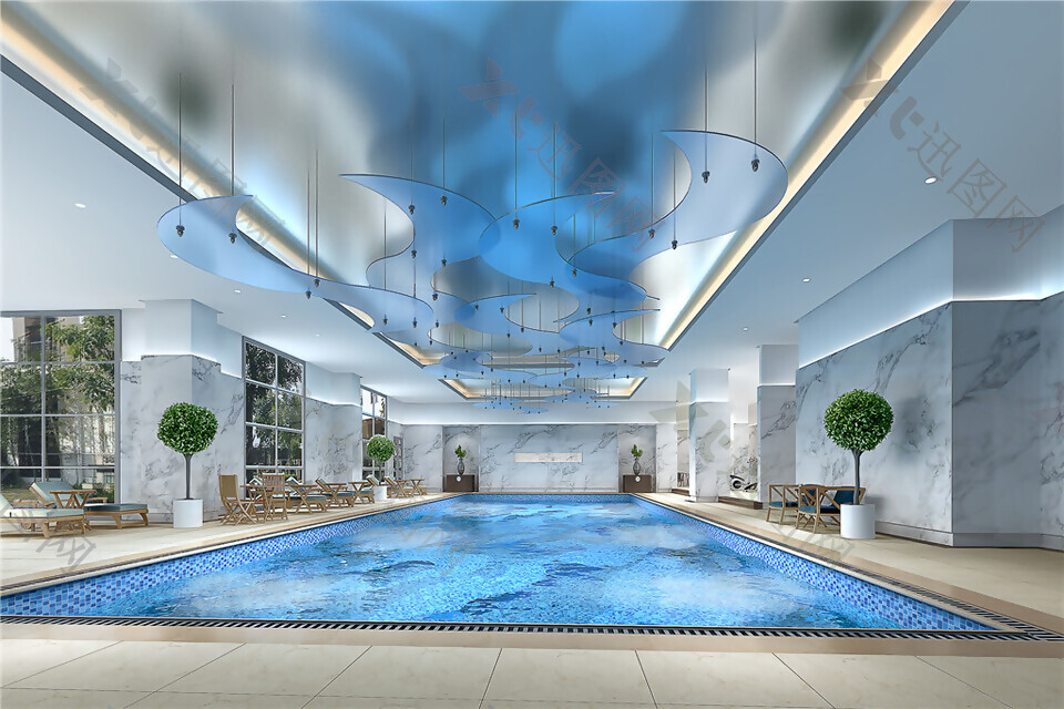 现代大型室内游泳馆装修效果图