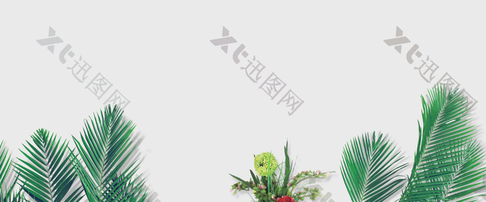 清新绿色植物banner背景素材