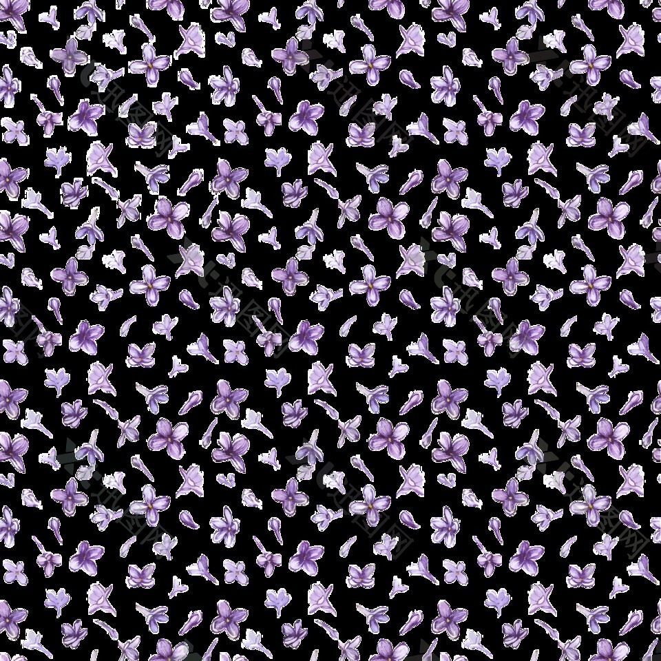 紫色清新小碎花透明素材