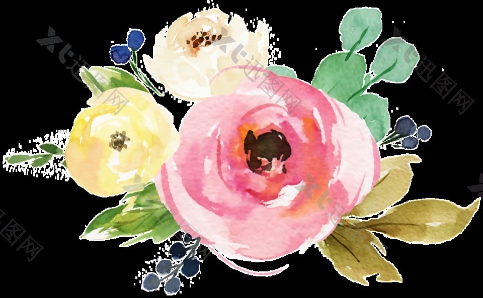 森系少女花卉卡通透明素材