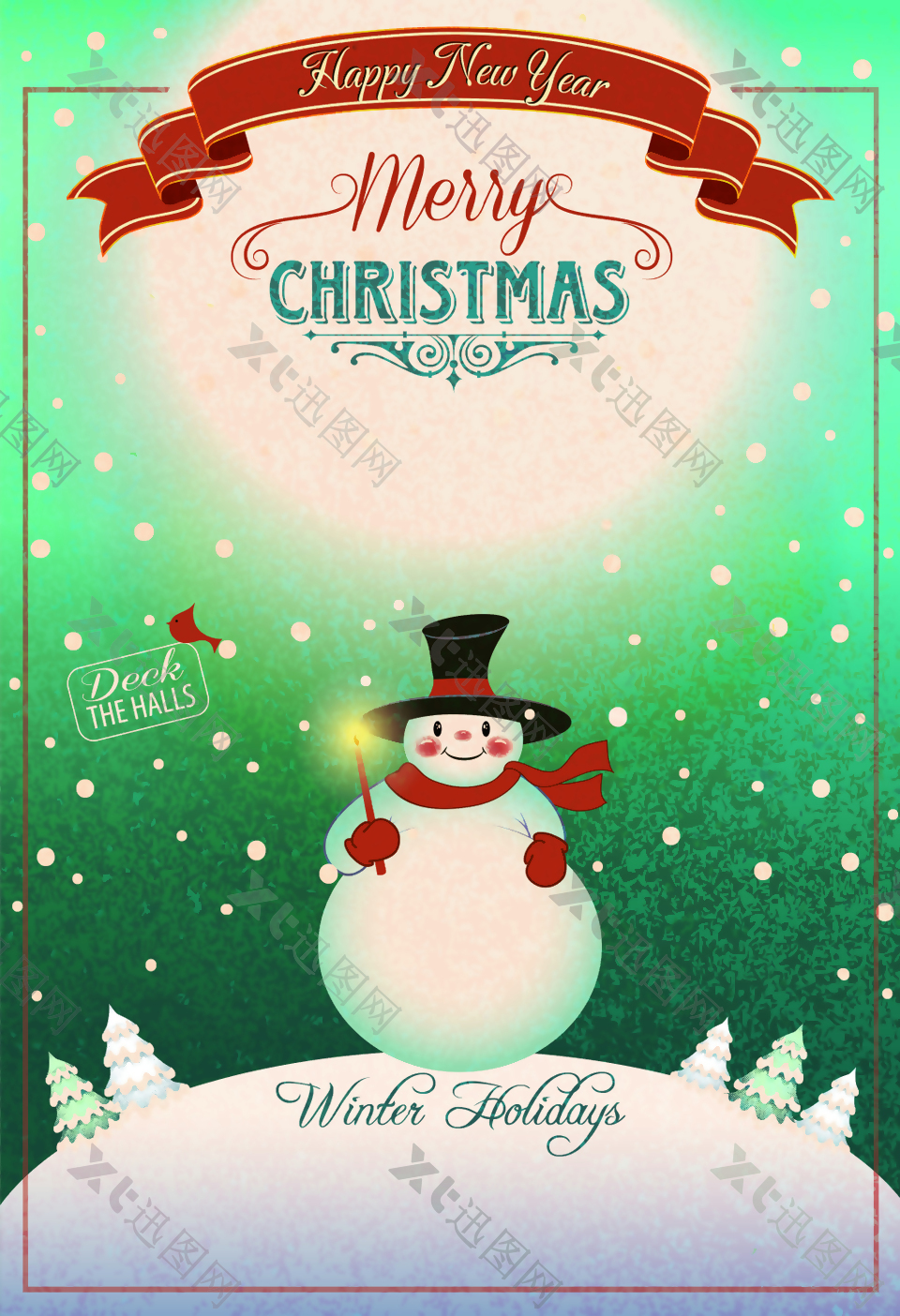 雪球雪人点点圣诞节海报背景素材