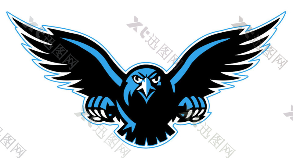 蓝色创意猎鹰标志免抠png透明素材