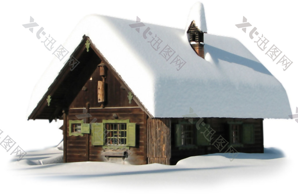 白雪覆盖的小房子免抠png透明素材