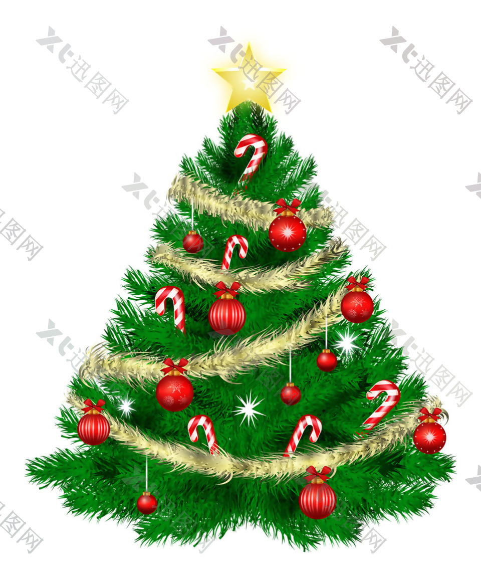 漂亮装饰圣诞树免抠png透明素材