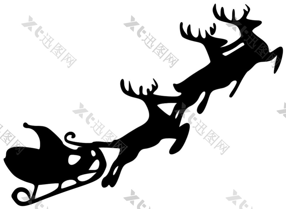 圣诞小鹿拉雪橇免抠png透明素材