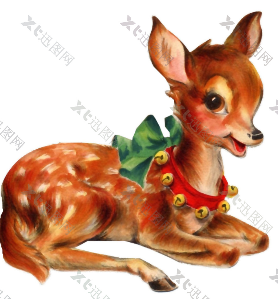 圣诞可爱小鹿免抠png透明素材