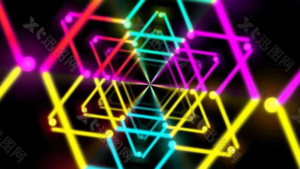 彩色几何抽象炫光视频素材