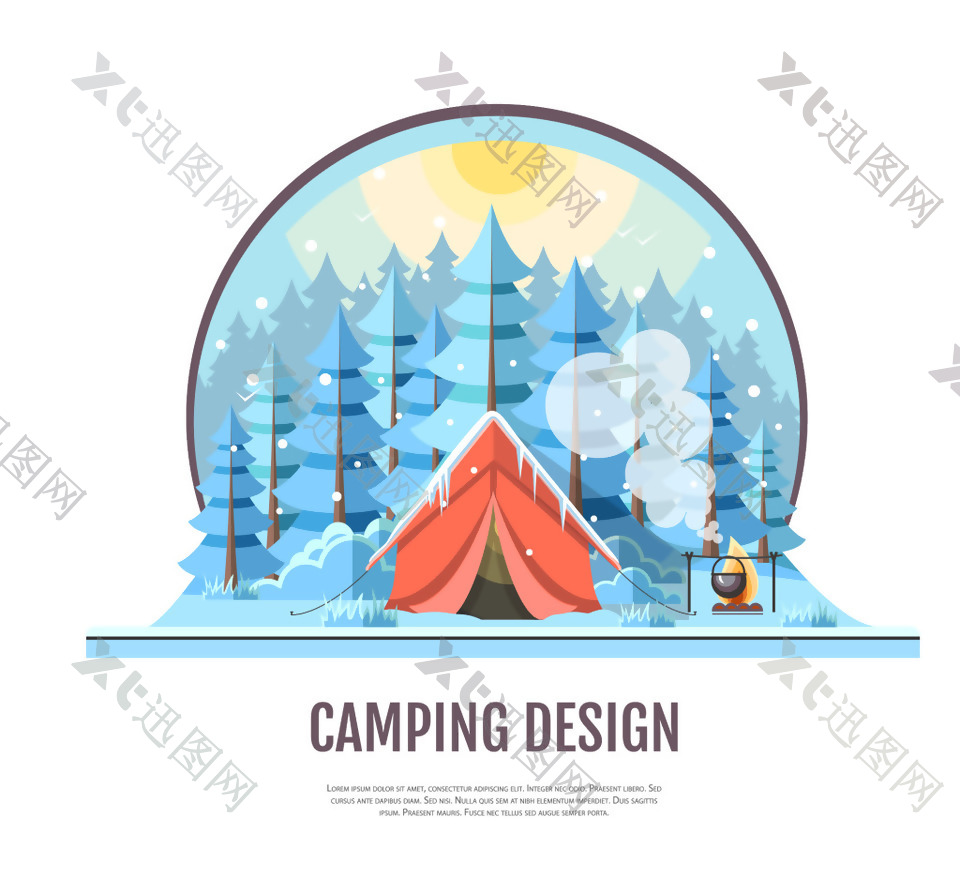 冬季露营用品插画