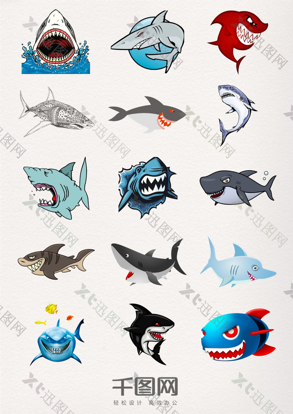 卡通版鲨鱼元素素材