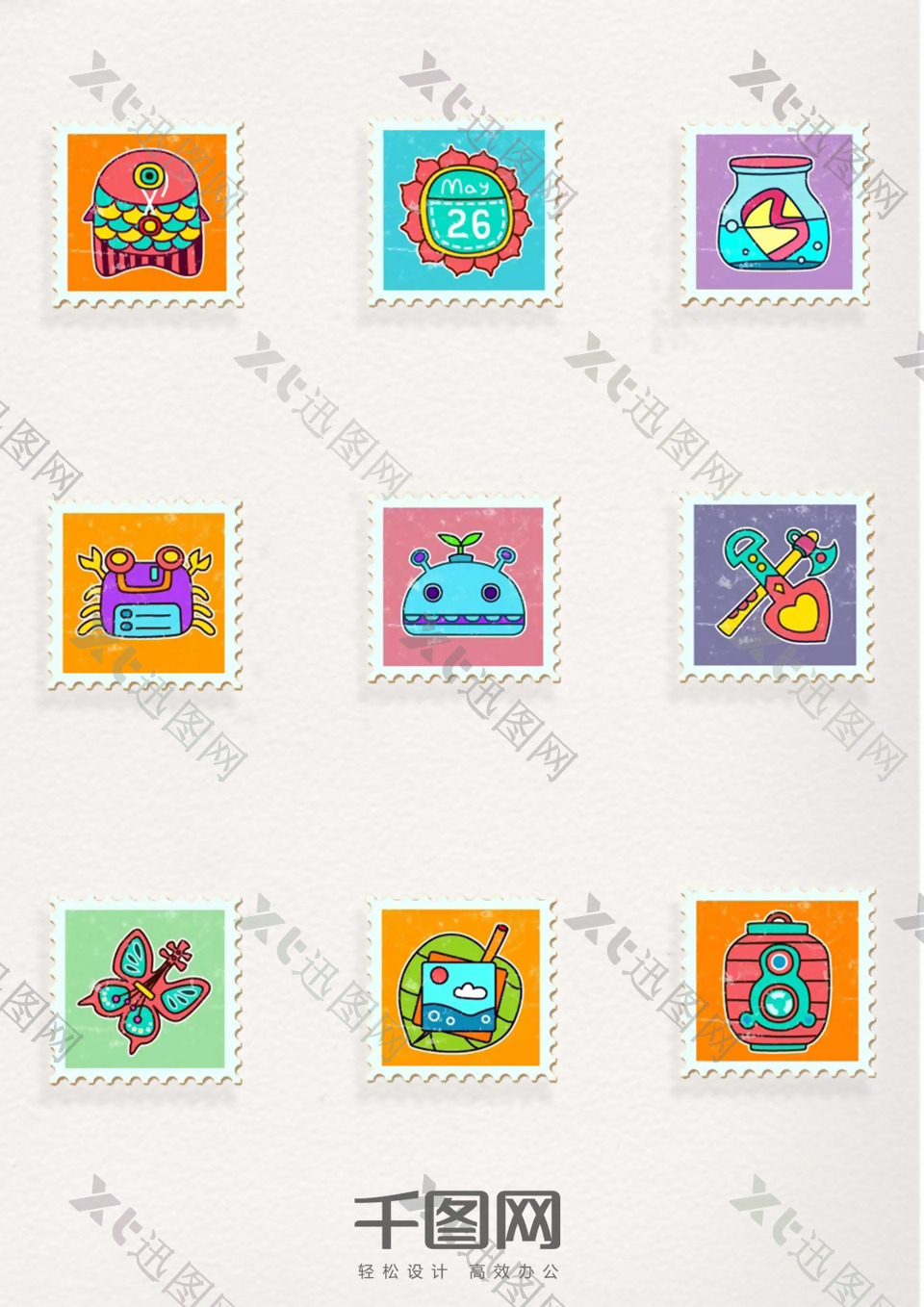 UI图案邮票元素装饰