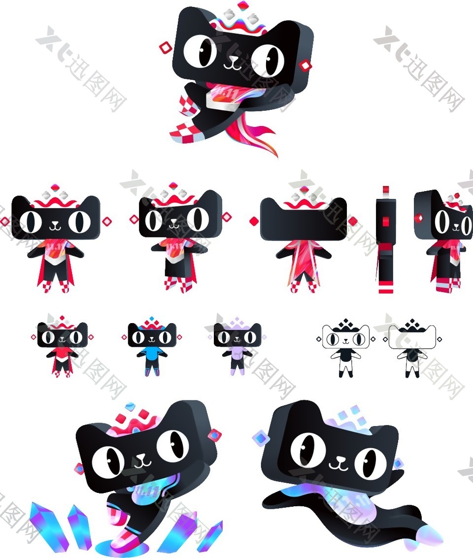 双11双十一天猫形象淘宝素材图标图像黑猫