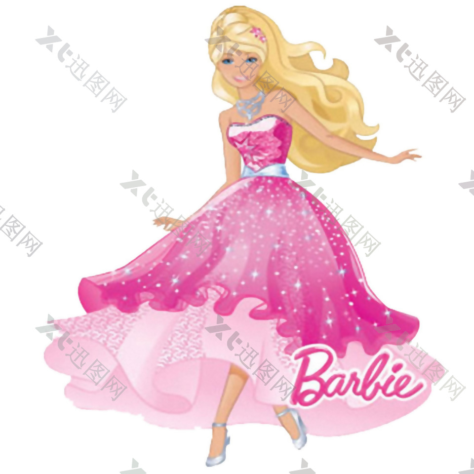 粉红色裙子芭比娃娃免抠png透明素材
