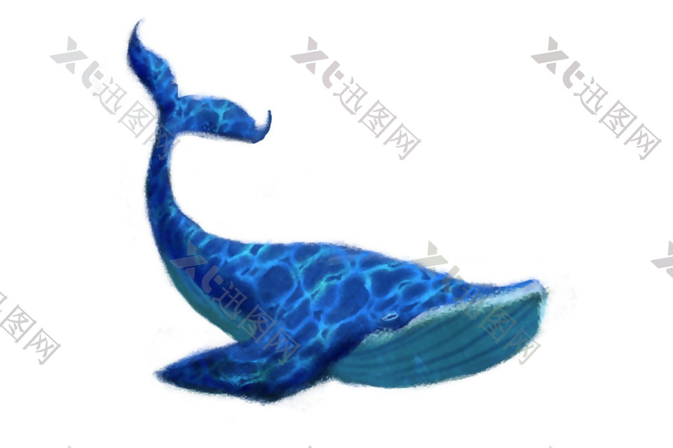 蓝色游泳的鲸鱼免抠png透明素材