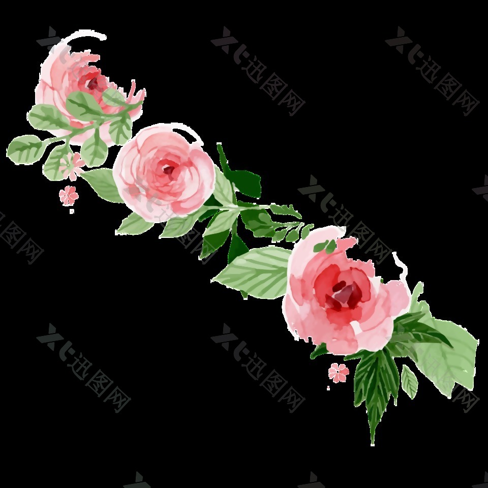 手绘水粉玫瑰花素材