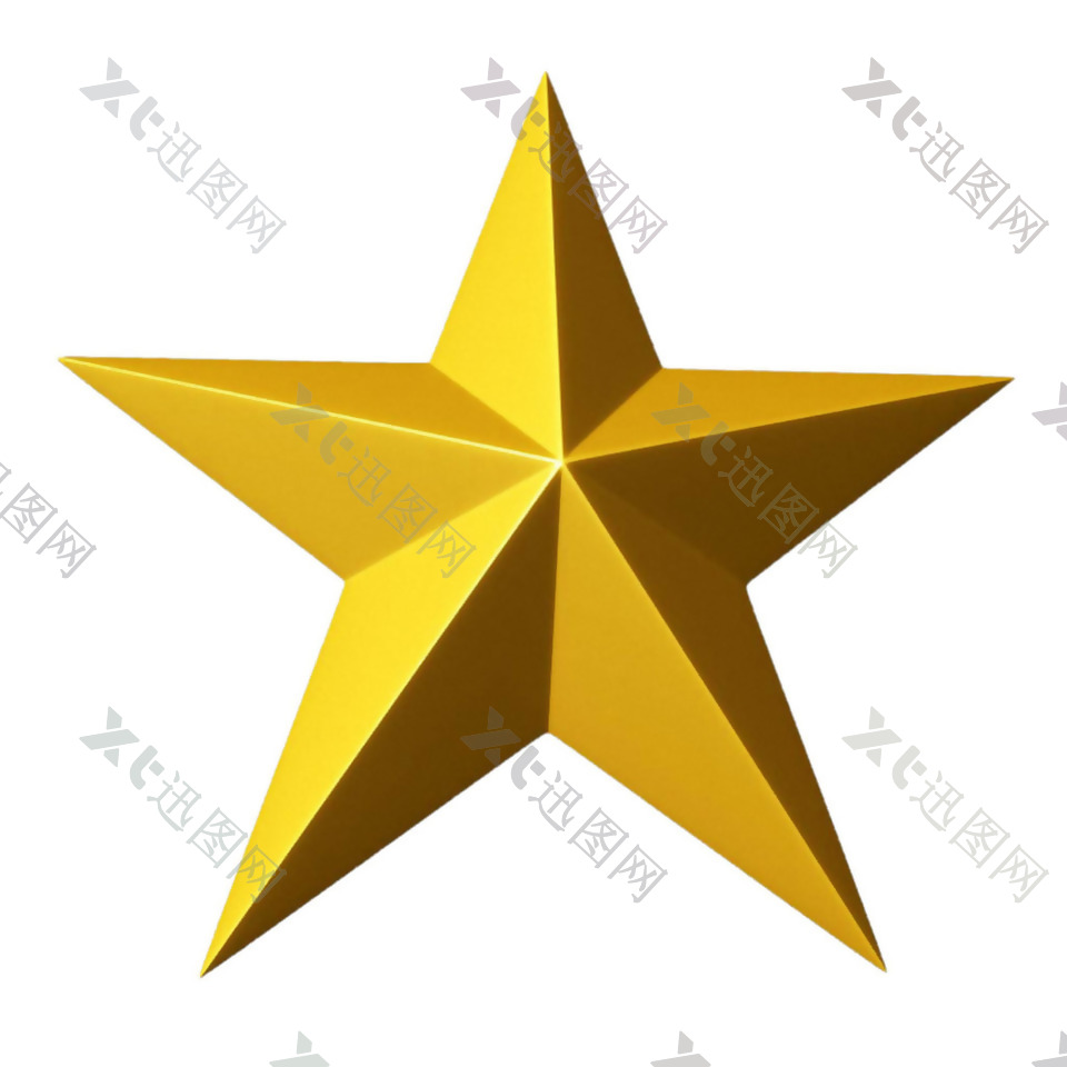 金色立体五角星免抠png透明素材