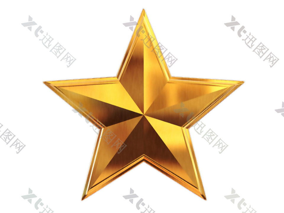金色漂亮的立体星星免抠png透明素材