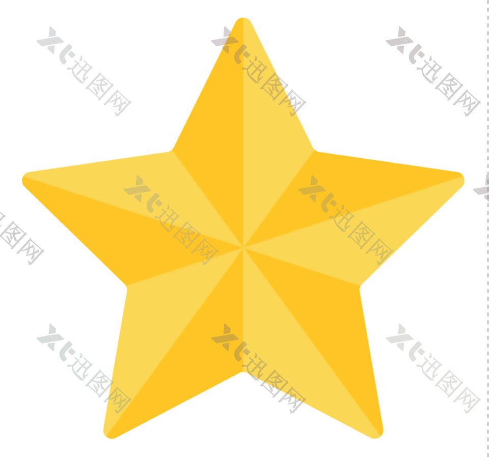 黄色立体效果星星免抠png透明素材