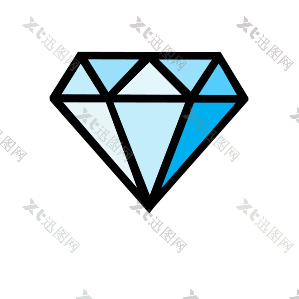 手绘蓝色钻石免抠png透明素材